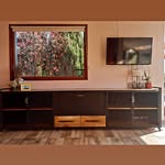 Baiut de herrería y madera estilo industrial a medida fabricado en Bariloche.